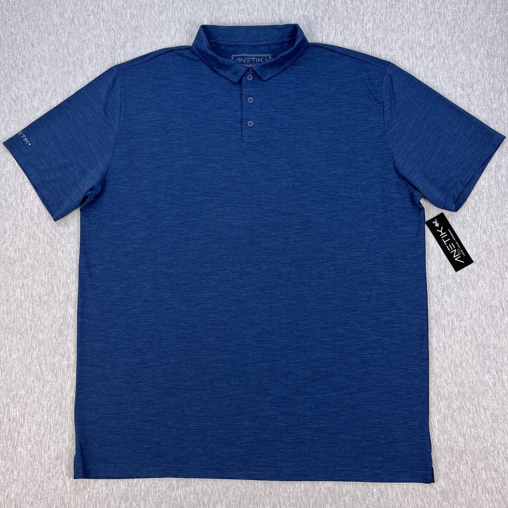 Anetik Low Pro Tech Polo Shirt Mens 3XL Navy Blue Heathered UV Vint UPF30+ NEW